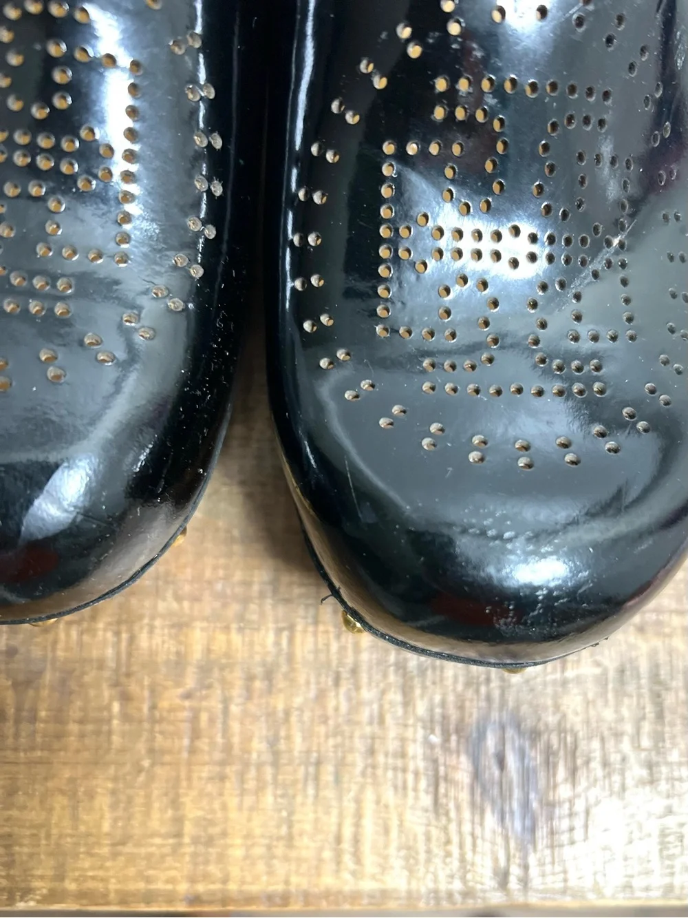 Tory Burch Black Perforated Patent Leather Clog Mules